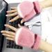 Heating Gloves Children's USB half-finger flip over electric gloves Student's extra thick mink velvet thermal gloves_viptrois.com