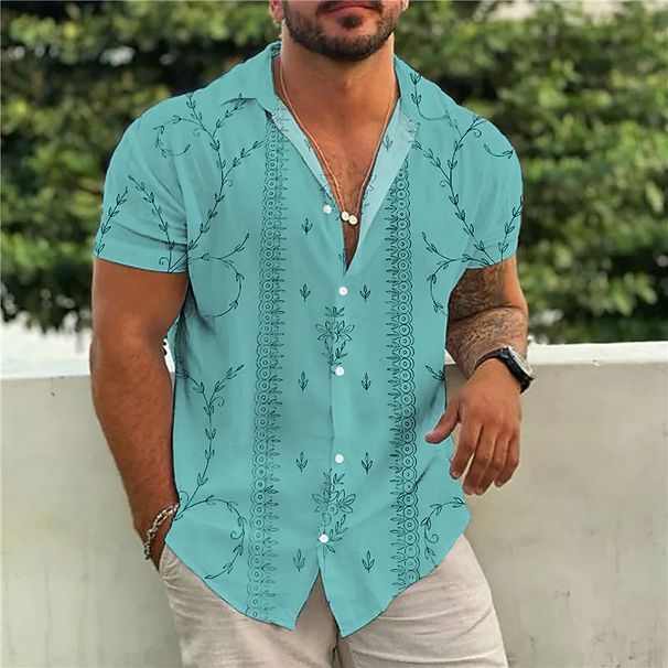 2023 Hawaiian Short Sleeve Men's Polo Neck Shirt Holiday Leisure T-shirt_viptrois.com