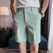 Man's clothing Waffle shorts men's quarter pants solid color thin casual dress pants green_viptrois.com