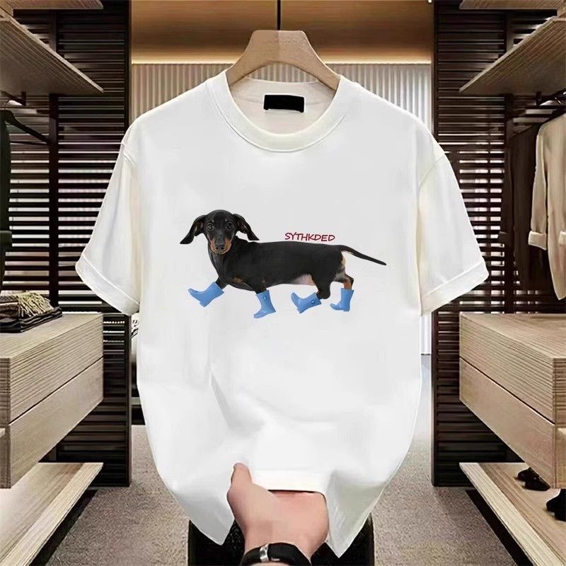Men's Clothing Short Sleeved Ins Pure Cotton Summer New Men's Printed T Shirt Trendy Men And Women All Match Round Neck T Shirt Men_viptrois.com