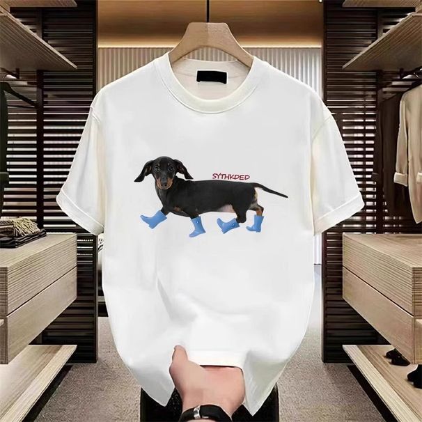 Men's Clothing Short Sleeved Ins Pure Cotton Summer New Men's Printed T Shirt Trendy Men And Women All Match Round Neck T Shirt Men_viptrois.com