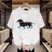Men's Clothing Short Sleeved Ins Pure Cotton Summer New Men's Printed T Shirt Trendy Men And Women All Match Round Neck T Shirt Men_viptrois.com