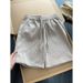 Men's Grey Trendy Loose Fitting Athletic Basketball Shorts Summer Wear Casual Straight Leg Five Point American Style_viptrois.com