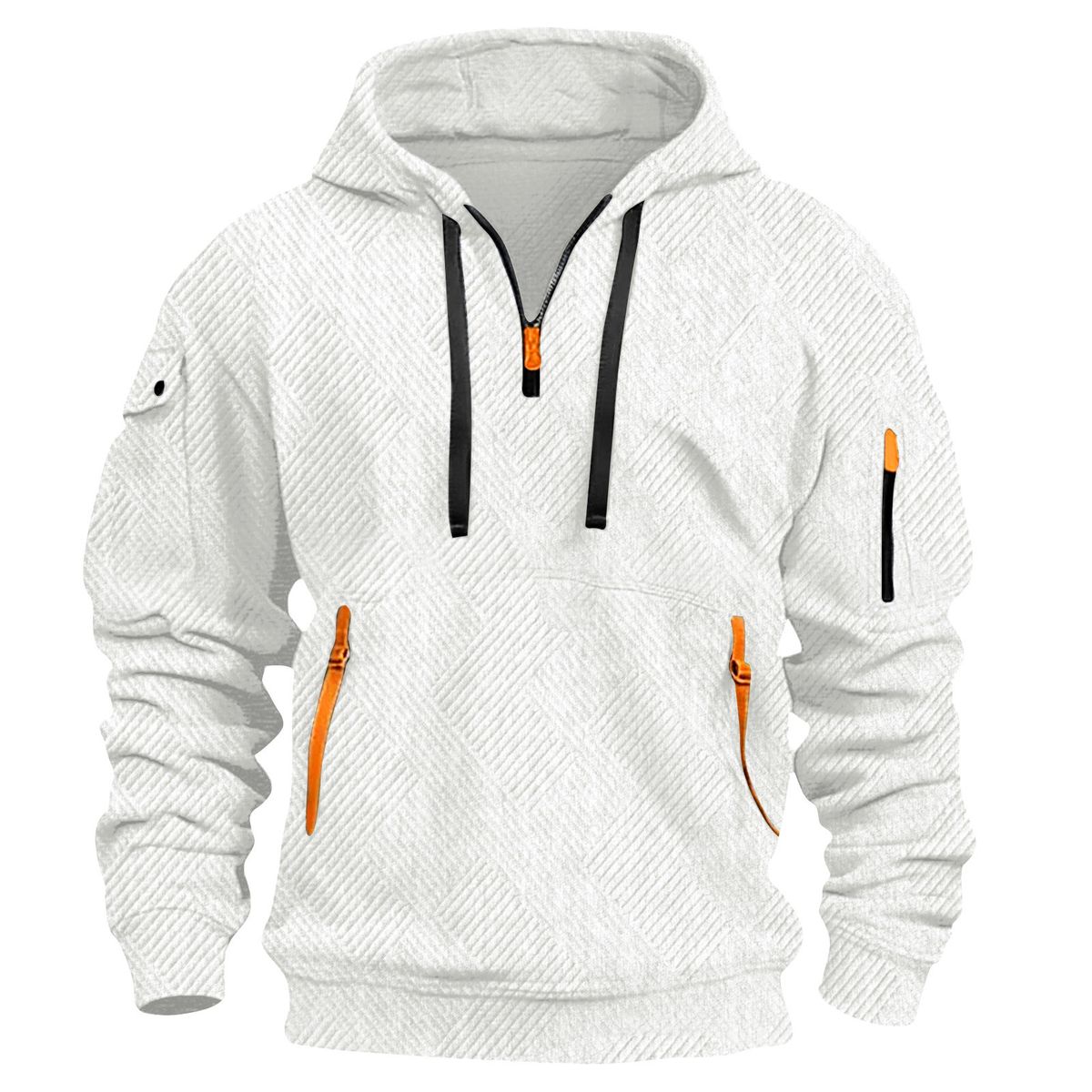 2025 New Cross-Border European American Style Hooded Sports Casual Jacket With Zipper And Patch Pocket Jacquard Fashion_viptrois.com