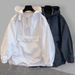 "Utility-Inspired Patchwork Hooded Jacket – Velvet-Lined Sun Protection For Men | Black & White Fleece | M-3XL"_viptrois.com