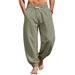 plus Size Men's Summer Beach Linen Casual Jogger Sports Pants mid Waist Black Solid Polyester Slight Stretch Machine Washable_viptrois.com