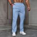 Men's Clothing Four Seasons New Leisure Jacquard Drawstring Loose Leisure Solid Color Pocket Sports Trousers_viptrois.com