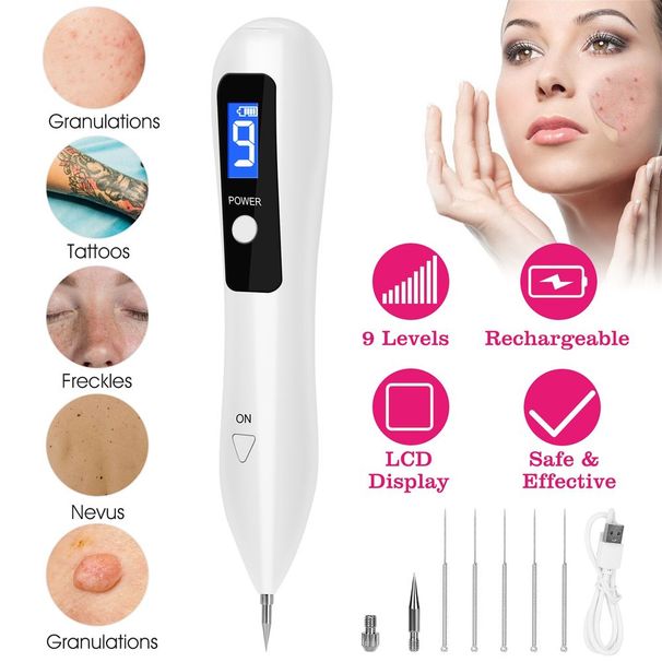 Skin Tag Repair Kit Portable Beauty Equipment Multi-Level With Home Usage USB Charging LCD Level Adjustable 6 Replaceable Needles_viptrois.com