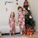 Christmas Santa Claus candy cane striped Christmas family suit printed homewear sleep_viptrois.com