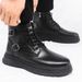 Men's Shoes Large Size Black Martin Boots Men's British Style Work Boots Outdoor Trendy Shoes Mid Cut Leather Boots Men's Autumn Leisure_viptrois.com