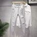 Ripped Raw Edge Washed Jeans For Men American High Street Fashion Brand Hiphop Slim Straight Pants Summer Thin_viptrois.com