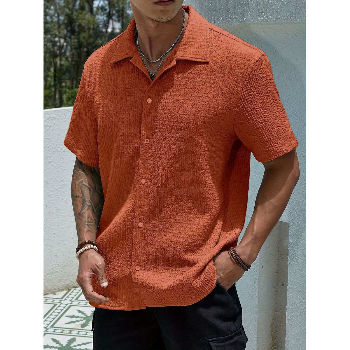 Men's Clothing Summer Short Sleeved Men's Shirt Breathable Lapel Sports Casual Shirt_viptrois.com