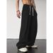 Men's Retro Hip-Hop Jogger Pants - Loose Fit Straight-Leg Sweatpants With Drawstring Waist, Polyester Casual Trousers For Streetwear & Comfort_viptrois.com
