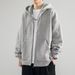 Cardigan Jacket Men's Spring And Autumn Large Size Solid Color Versatile Casual Sports Loose Versatile Hooded Sweater Zipper Jacket_viptrois.com