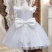 Kids' Clothing Girls Dress Flying Sleeve Pearl Mesh Princess Dress Backless Bowknot Piano Performance Costume_viptrois.com