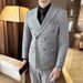 CT Men's Autumn Winter Three-Piece Business Casual Plaid Double-Breasted Lapel Suit Set Live Streaming_viptrois.com