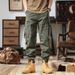Men's Workwear Cargo Pants - Relaxed Fit Straight Leg With Zipper Pockets, Stylish & Comfortable For Casual Wear_viptrois.com