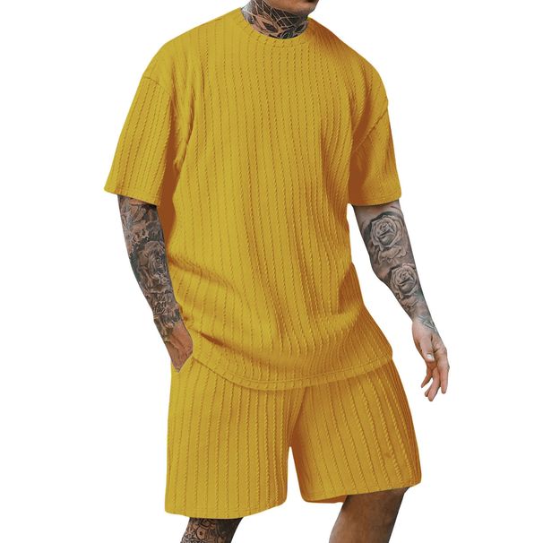 Men's Clothing Men's Sports Solid Color Round Neck Pullover Jacquard Texture T Shirt Single Top_viptrois.com