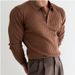 American Tough Guy Knitted Polo Shirt Muscle Men's Slim Long Sleeved Sweater T Shirt Lapel Pit Stripes Autumn And Winter New Warm_viptrois.com
