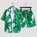 Men's Clothing seaside beach vacation suit men's loose plus size couple trendy short-sleeved floral shirt casual two-piece set_viptrois.com