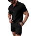 Men's Summer Casual Button-Up Shirt & Shorts Set – Breathable Polyester, Quick-Dry & Lightweight For Beach, Travel & Streetwear– S-XXXL_viptrois.com