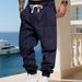 Men's Clothing Loose Sports Jogging Casual Jacquard Sweatpants Winter Casual Jogger Pants With Elastic Cuffs Loose Fit Comfortable Athletic Trousers_viptrois.com