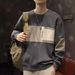 Japanese Retro Sweatshirt Men's Spring Loose Design Long Sleeve T-Shirt High Street Ins Trendy Brand Cool Color Block_viptrois.com