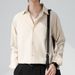 Men's Clothing∣Ice Silk Long Sleeve Shirt Men's Trendy Casual Handsome Shirt Drape Loose High End Shirt_viptrois.com