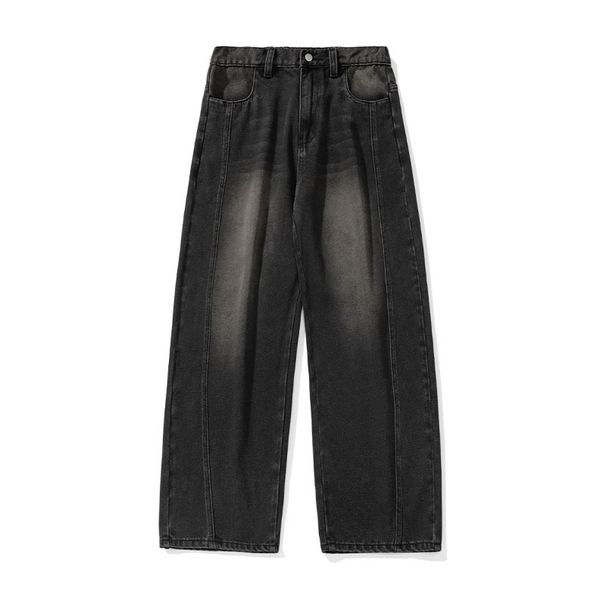 Loose Fit Washed Jeans For Men Spring Summer New Side Split Design Carrot Pants American Retro Long Trousers_viptrois.com