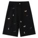 Men's American Retro Puppy Embroidered Denim Shorts New Summer Style Loose Oversized Relaxed Five Point Shorts_viptrois.com