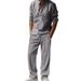 Men's Clothing Four Seasons Linen Men's Casual Loose Breathable Long Sleeved Trousers Shirt Beach Suit_viptrois.com