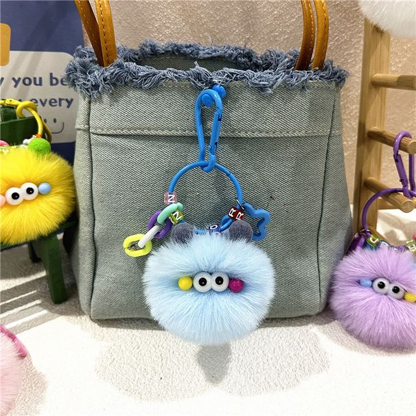 Bag Charm Celebrity Cute Cartoon Keychain Ugly Cute Creative Small Coal Ball Plush Doll Schoolbag Pendant Student Doll Gift_viptrois.com