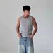 White Ribbed Stretch Slim Fit Vest Style Men's Summer Sleeveless T-Shirt Casual Sports Top_viptrois.com