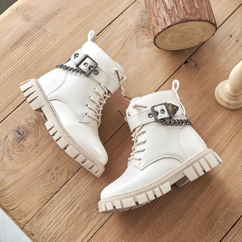 Children's Martin boots 2022 winter new boys British style handsome motorcycle shoes girls fleece-lined warm short boots fashion_viptrois.com