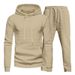 Men's Jacquard Checkered Hooded Sweatshirt & Pants Set - Casual Loungewear For Autumn ( Black/White/Khaki/Army Green/Dark Grey)_viptrois.com