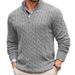 Men's Clothing autumn and winter knitted sweaters for men, slim fit, zippered, half high collar, long sleeved pullover, twisted flower sweater_viptrois.com