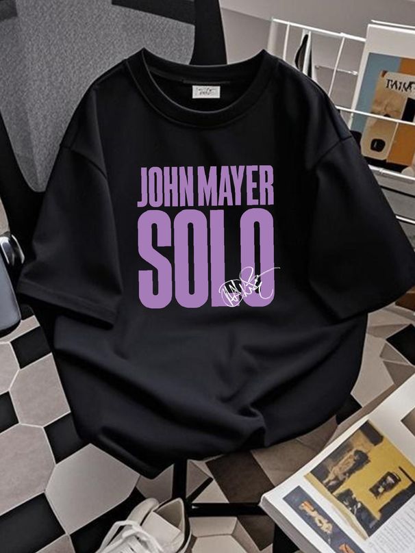 John Mayer Solo Logo Trending Tour 2023 Signature Black All Size Shirt FA1717 Fashion Designer Clothes Streetwear Homme Summer Soft Unisex Stylish_viptrois.com
