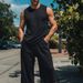 Men's Clothing Spring And Summer New Men's Casual Sports Suits Street Trend Sleeveless Vest Trousers Two Piece Suit_viptrois.com