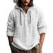 Men's Casual Hooded Shirt – Loose Fit Long Sleeve Cotton-Linen Blend For Everyday Comfort_viptrois.com