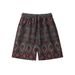 Men's Ethnic Style Casual Shorts Diamond Pattern Drawstring Elastic Loose Versatile Couple Summer Retro Bottoms_viptrois.com