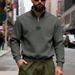 Minimalist Heavyweight Fleece-Lined Sweatshirt For Men – Stand Collar Casual Pullover In Black/Army Green (S-XXXL)_viptrois.com