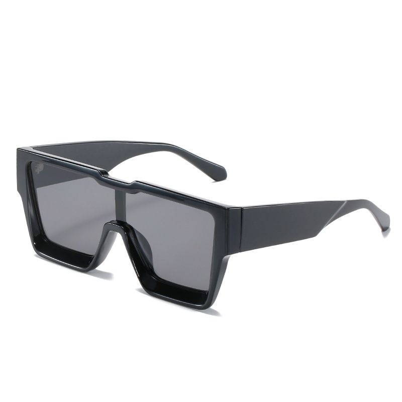 Fashion High-end One-piece Black Large-frame Square UV-proof Sunglasses, New Trendy Women's Sunglasses_viptrois.com