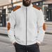 Men's Heavyweight Cotton Fleece Jacket Autumn Winter Solid Color Patchwork Long Sleeve Zipper Cardigan European Style Outerwear_viptrois.com