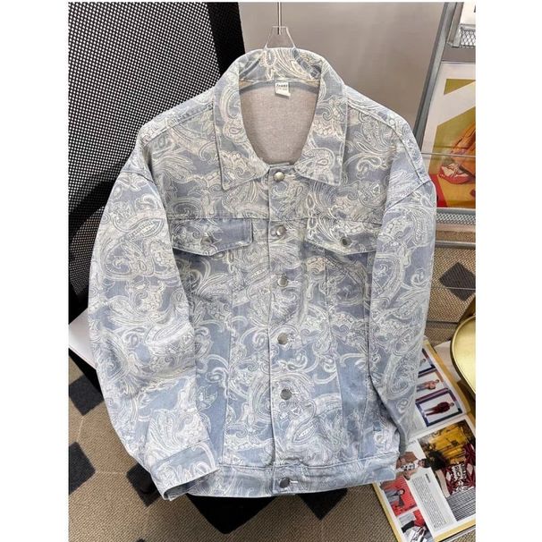 Men's Clothing Printed Denim Jacket Men's Spring And Autumn Retro All Match Tops High Street Retro Fashion Brand Jacket_viptrois.com