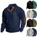 Men's Casual Long Sleeve Sweatshirt European Size Stand Collar Ribbed Corduroy Fleece Lined Solid Color Spring Autumn Hot Selling_viptrois.com