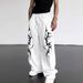 Gothic Y2k Print Jogger Pants For Men & Women - Loose Fit, Drawstring Waist, Flared Leg, Fleece-Lined, Punk Style Streetwear (Black/White/Gray)_viptrois.com