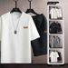 Men's Clothing Summer Short Sleeved Suit For Male Students Trendy Handsome Casual T Shirt Korean Style Trendy Brand Printed Sports Suit Trendy_viptrois.com