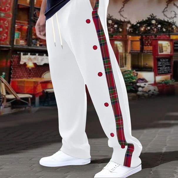 Men's Casual Button-Fly Plaid Pants - Straight Fit Outdoor Trousers With Comfortable Fabric & Stylish Design_viptrois.com