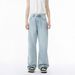 Men's Clothing Four Season Washed Light Blue All Match Straight Commuter Casual Jeans_viptrois.com