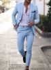 Men's Clothing Men's Suit Two Piece Suit One Button Linen Cotton Linen Solid Color Suit Men_viptrois.com